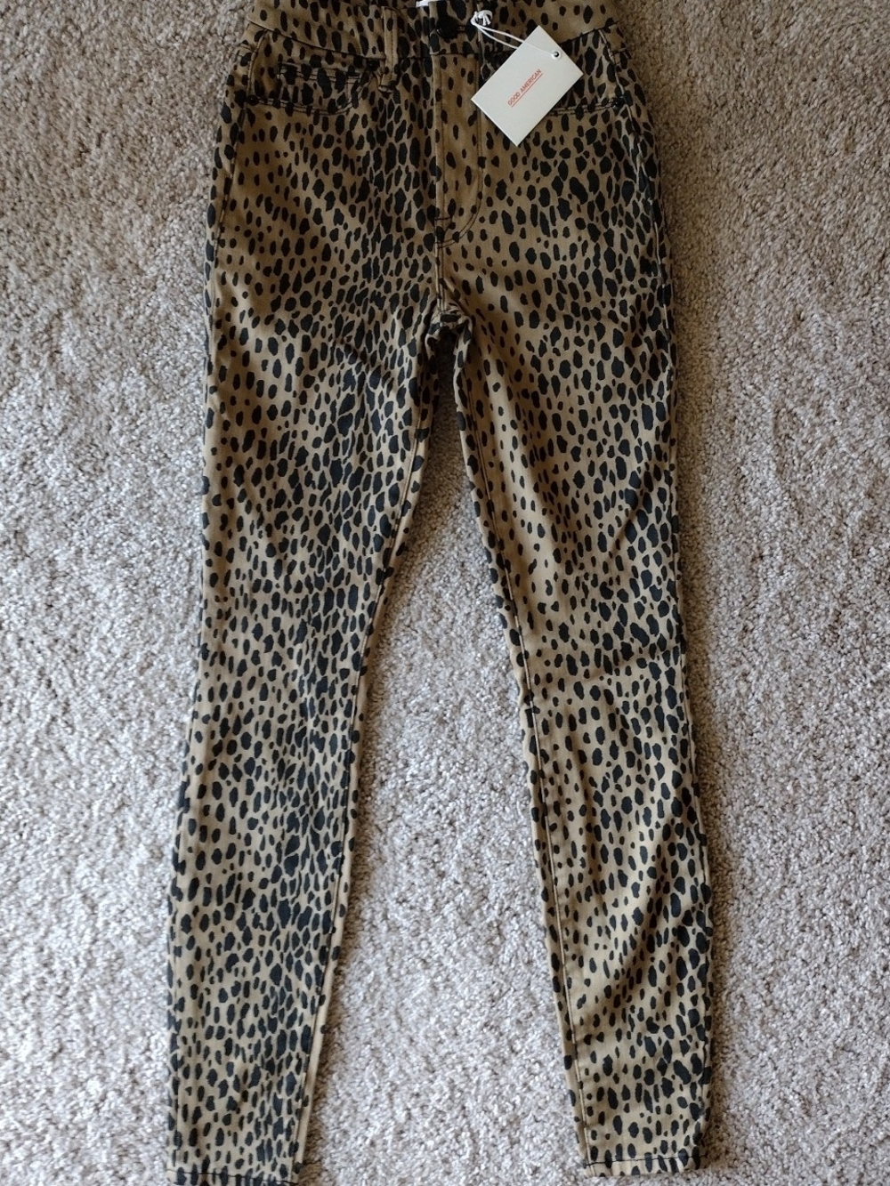 Good American Leopard Print Skinny Jeans Size 00 24